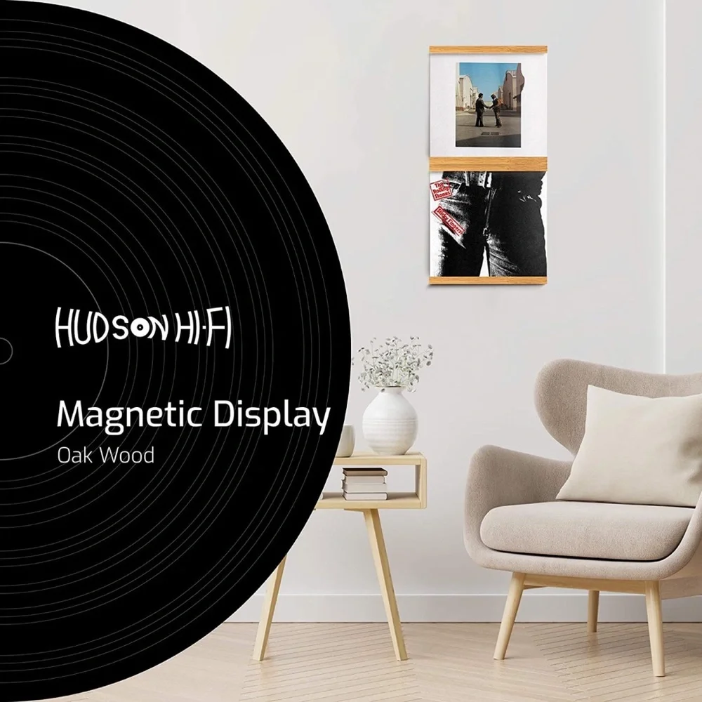 Modular LP Vinyl Record Wall Mount Display System Shelf Magnetic Holder Oak Wood